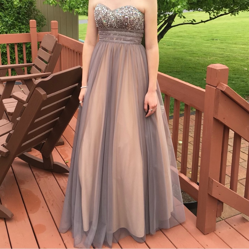 Taupe Purple Floor Length Dress